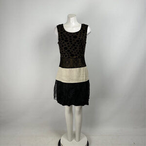 Boo Radley Black & Cream Polka Dot Sheath Dress Size S